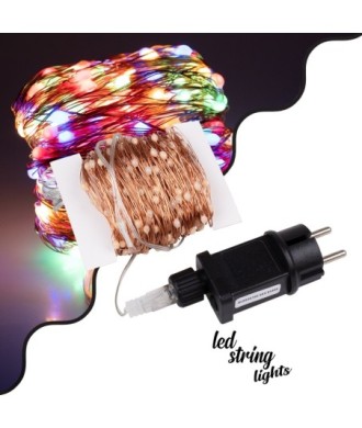 85847 Διακοσμητική Γιρλάντα 32 Μέτρα με Controller 8 Προγραμμάτων Εναλλαγών Φωτισμού - 300 LED 3.6W AC 230V με Χάλκινο Καλώδιο & Πρίζα Schuko Αδιάβροχη IP44 RGB Μ32m